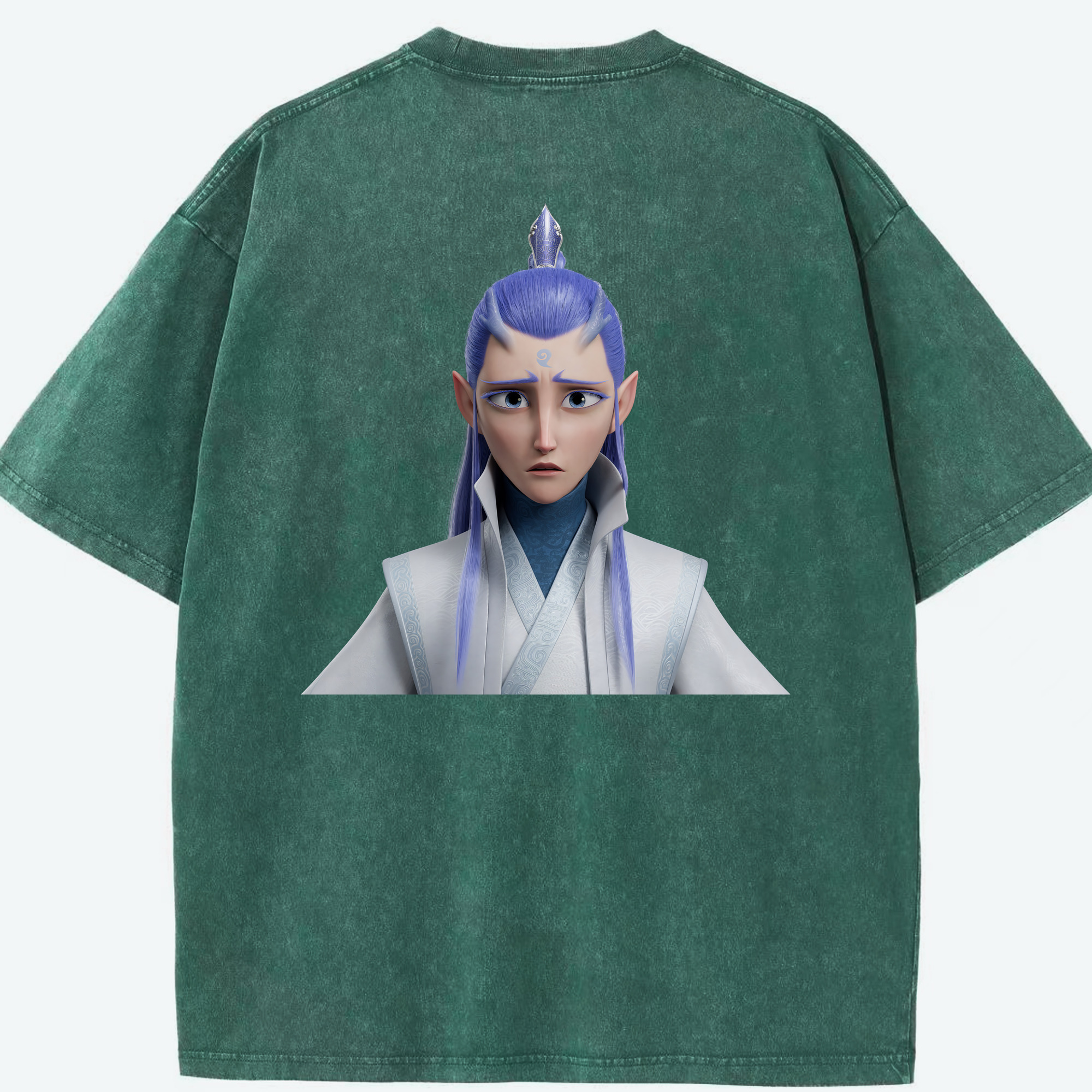 （画像用） Ne Zha 2 ナタ 魔童の大暴れ 綿100% ヴィンテージ風 半袖Tシャツ（背面プリント）